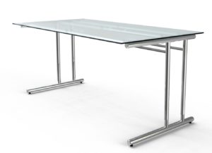 Schreibtisch mit robuster Glasplatte leicht milchig