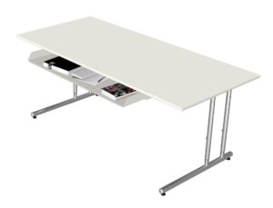 Schreibtisch mit Kabelwanne und ausziehbarer Schublade