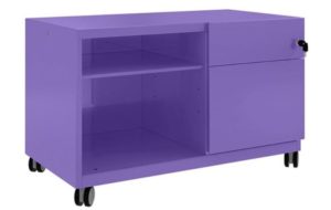 Schreibtisch-Rollcontainer aus Stahl lilafarben