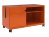 orangener Schreibtisch-Rollcontainer aus Stahl