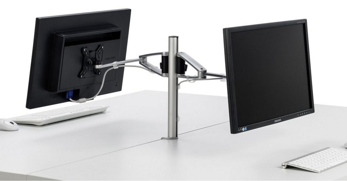 2-Monitore-Tischhalterung Tischbefestigung Kabeldurchlassdose