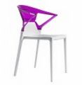 stapelbarer Gartenstuhl weiße Sitzfläche und Rückenlehne transparent violett