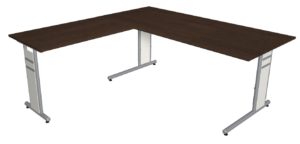 höhenverstellbarer Winkelschreibtisch (180 x 180 cm) mit integriertem Kabelkanal