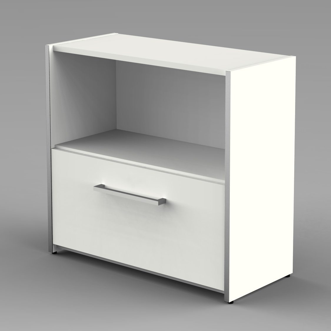 weißer Büro-Aktenschrank 1 Schublade und 1 offenes Schrankfach