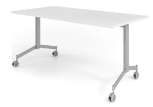 platzsparend lagerbarer und mobiler Konferenzraum-Schreibtisch mit Laufrollen und einklappbarer Tischplatte 