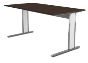 preiswerter Büroschreibtisch mit robuster Tischplatte in Wenge-Holzdekor