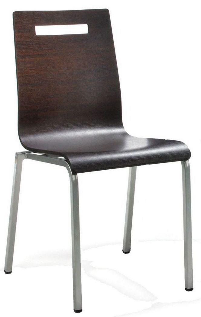 stapelbarer 4-Bein-Stuhl Wenge-Holzschalensitz robust