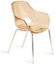stapelbarer Armlehnen-Stuhl mit transparenter, goldener Sitzschale