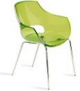 stapelbarer Armlehnen-Stuhl mit transparenter Sitzschale grün