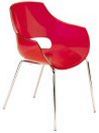 stapelbarer Armlehnen-Stuhl mit transparenter Sitzschale rot