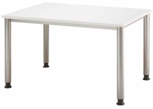 kompakter 4-Fuß-Schreibtisch 120 x 80 cm mit weißer Tischplatte
