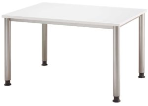robuster Büroschreibtisch 120 x 80 cm mit weißer Tischplatte 