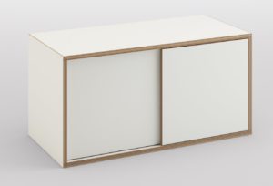 Büro-Regalfach mit Schiebetüren aus Schichtholz stabile Stapelung