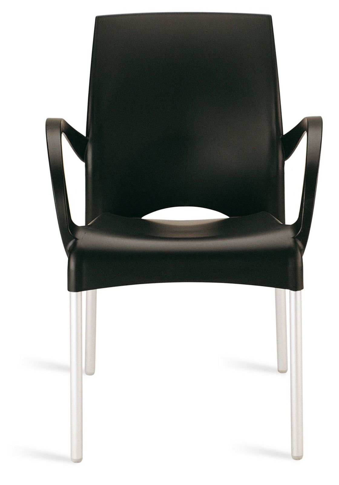 schwarzer Stuhl mit Armlehnen