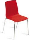 stapelbarer Stuhl mit roter Sitzschale