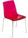 stapelbarer Stuhl mit transparenter, rot Sitzfläche